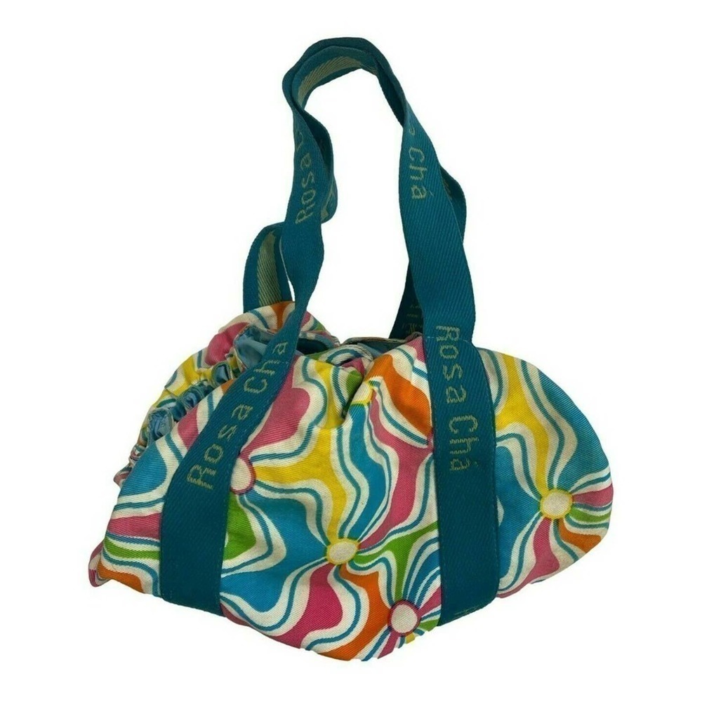 Rosa Cha Vintage Bag Spell Out White & Blue Retro Print Shoulder Purse Y2K